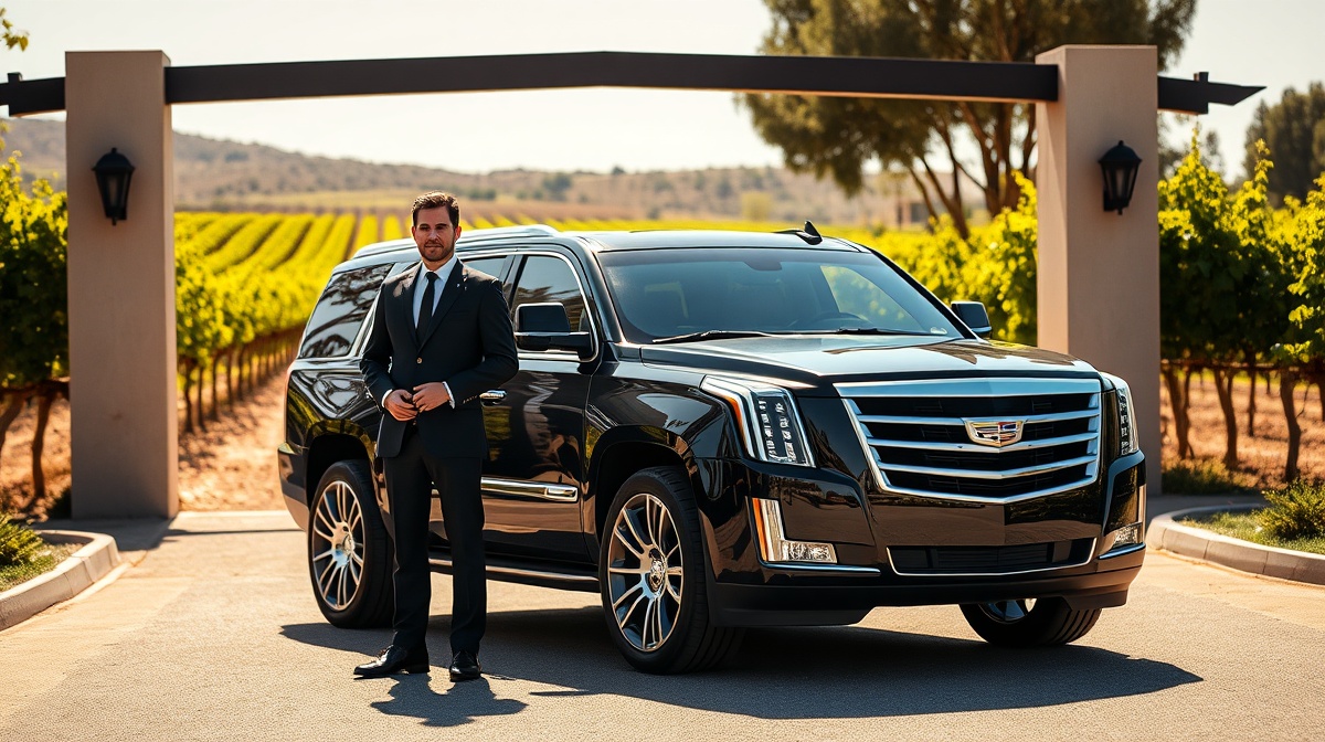luxury black car service San Diego illustration